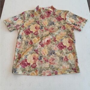 Vintage 80’s Floral Mock Neck Top